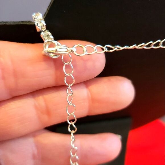 Elegant Silver Tie Diamond Studded Necklace - Picture 2 of 6